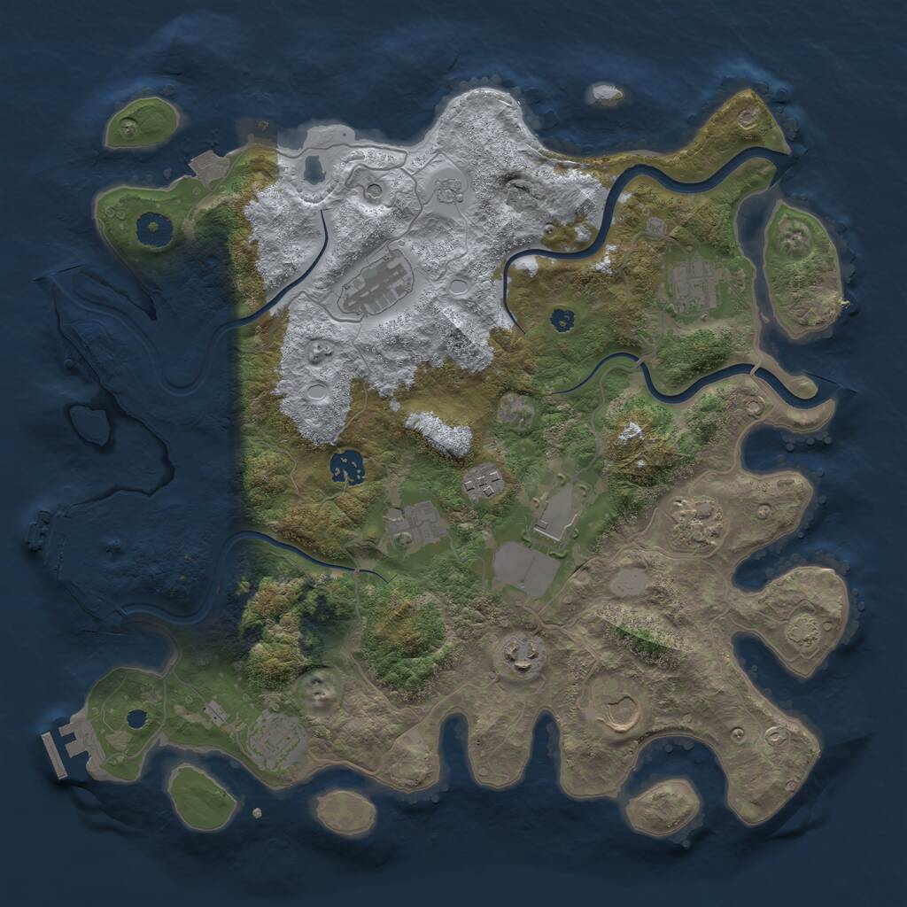 Rust Map: Procedural Map, Size: 3800, Seed: 395096587, 16 Monuments