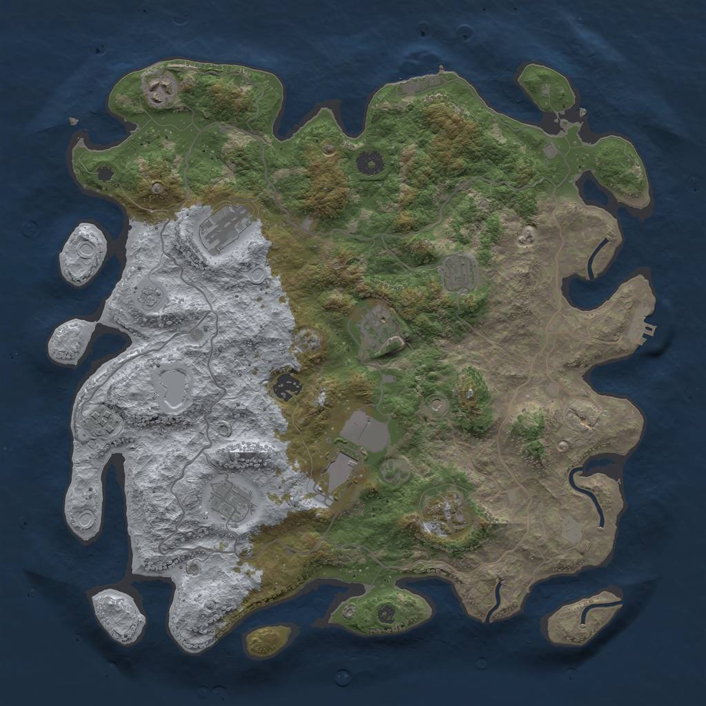 Rust Map: Procedural Map, Size: 4000, Seed: 45678444, 18 Monuments