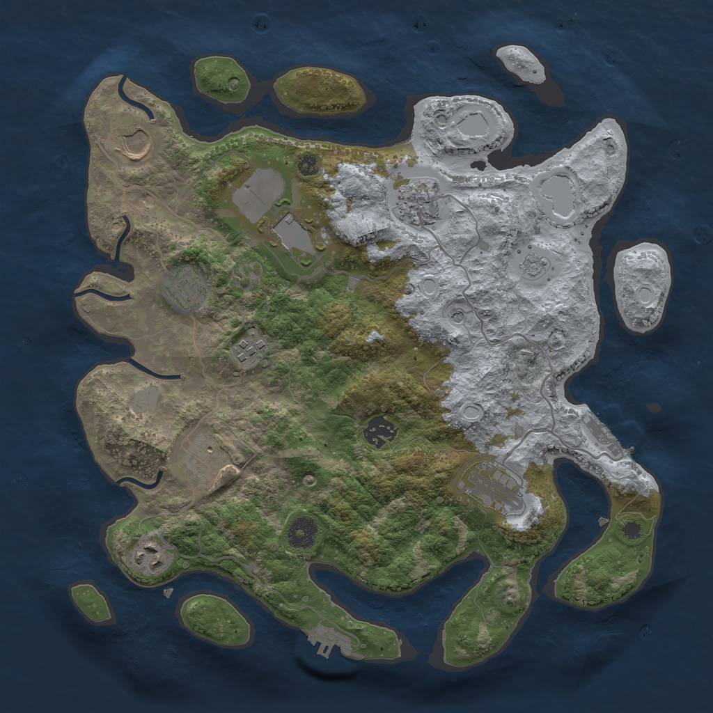 Rust Map: Procedural Map, Size: 3500, Seed: 950753, 18 Monuments