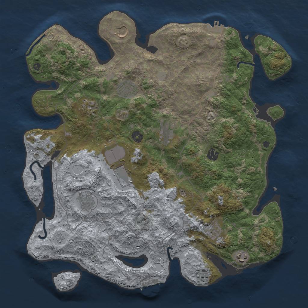 Rust Map: Procedural Map, Size: 4000, Seed: 993425, 17 Monuments