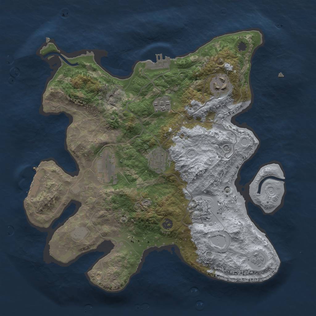 Rust Map: Procedural Map, Size: 3000, Seed: 965847272, 14 Monuments