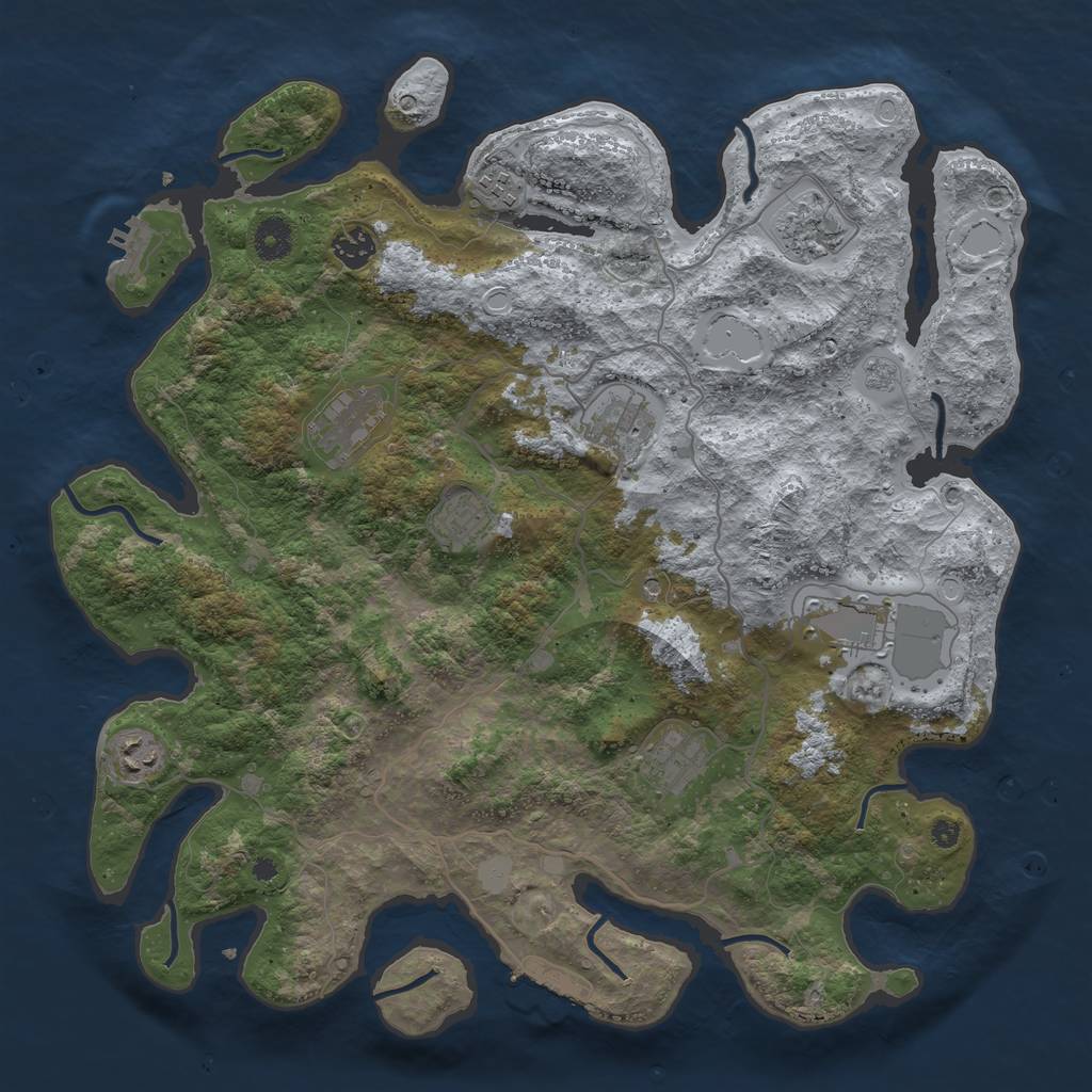 Rust Map: Procedural Map, Size: 4000, Seed: 823476, 18 Monuments