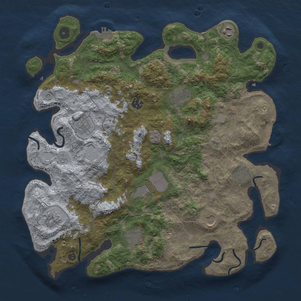 Rust Map: Procedural Map, Size: 4000, Seed: 126162244, 19 Monuments