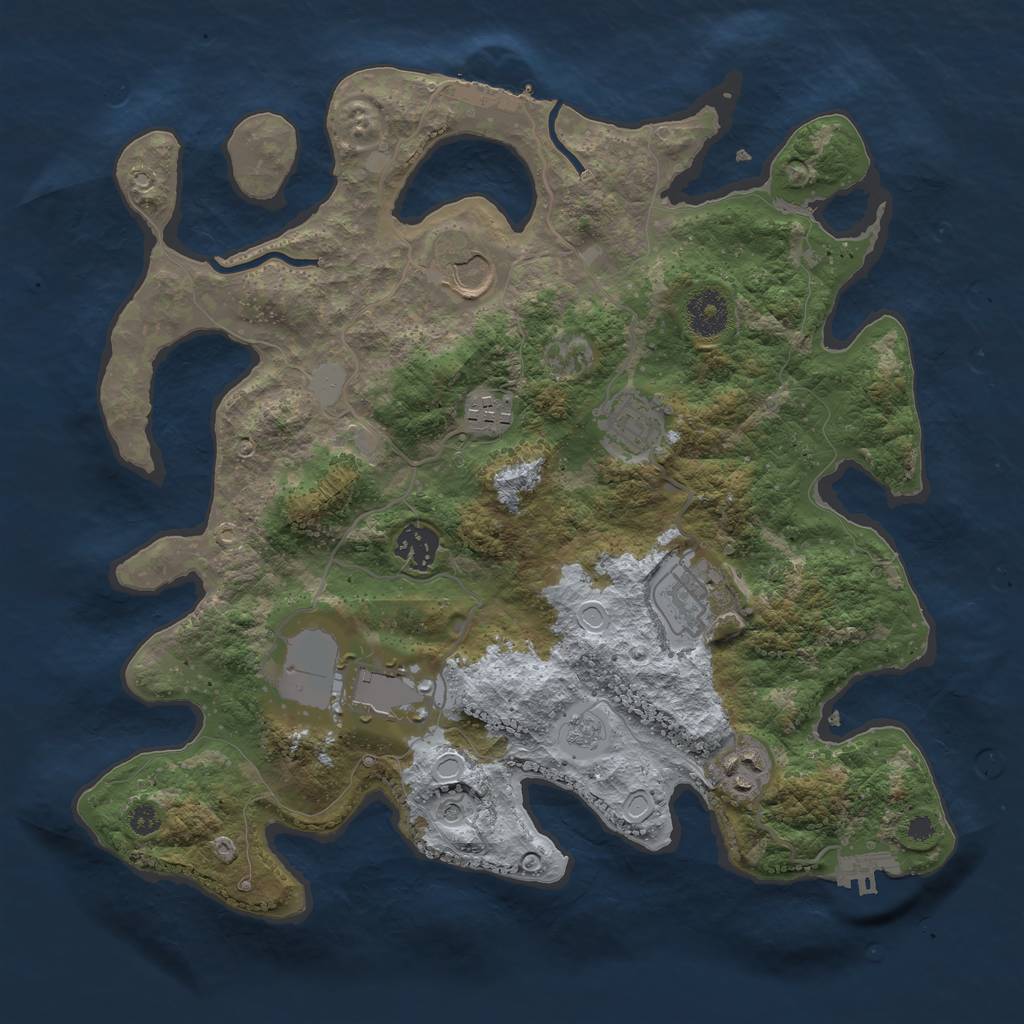 Rust Map: Procedural Map, Size: 3500, Seed: 45958134, 16 Monuments