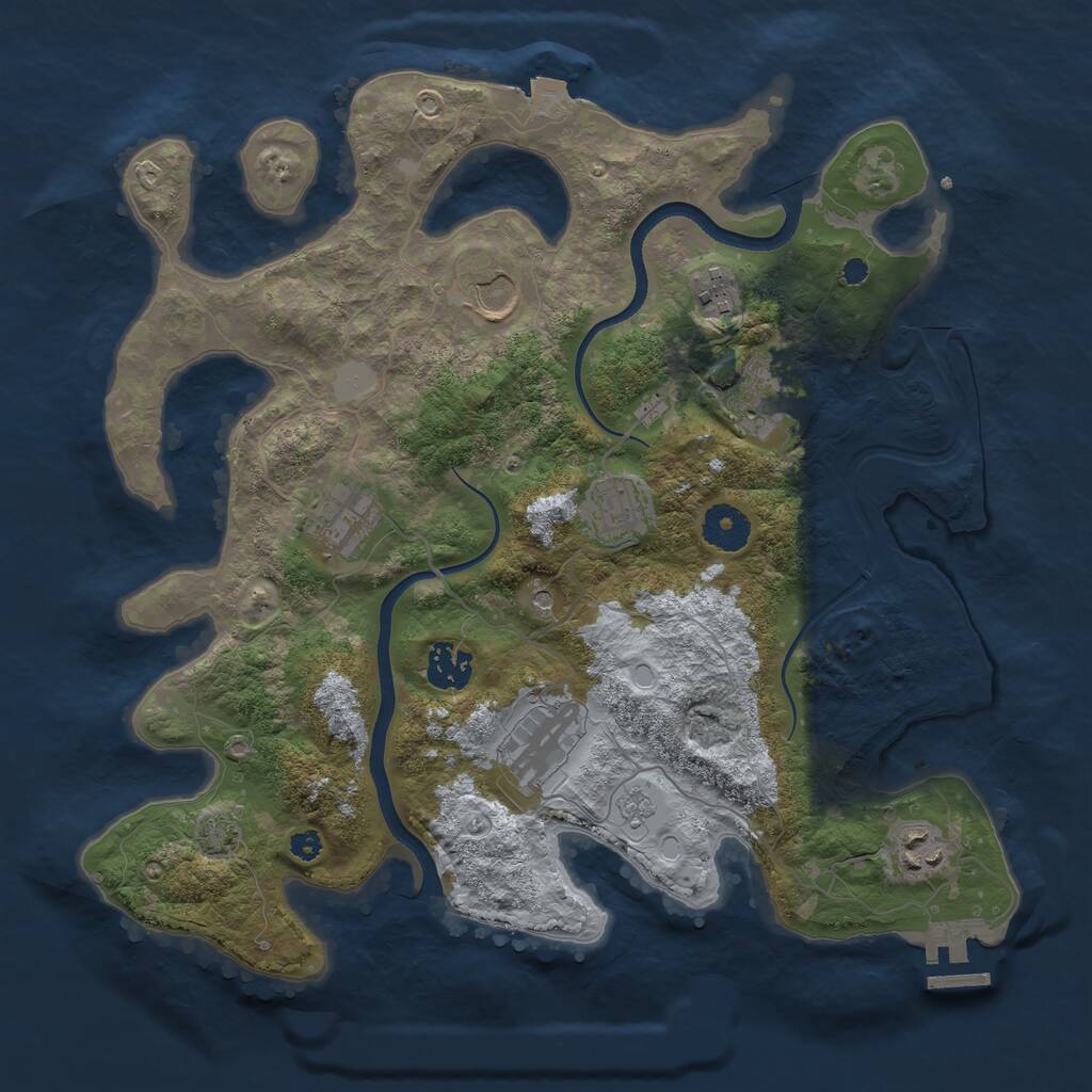 Rust Map: Procedural Map, Size: 3500, Seed: 45958134, 13 Monuments