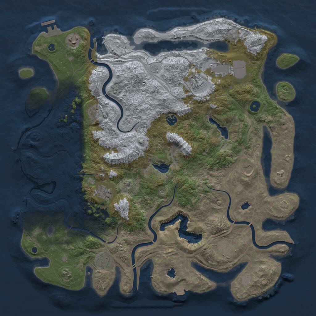 Rust Map: Procedural Map, Size: 4500, Seed: 458557594, 16 Monuments