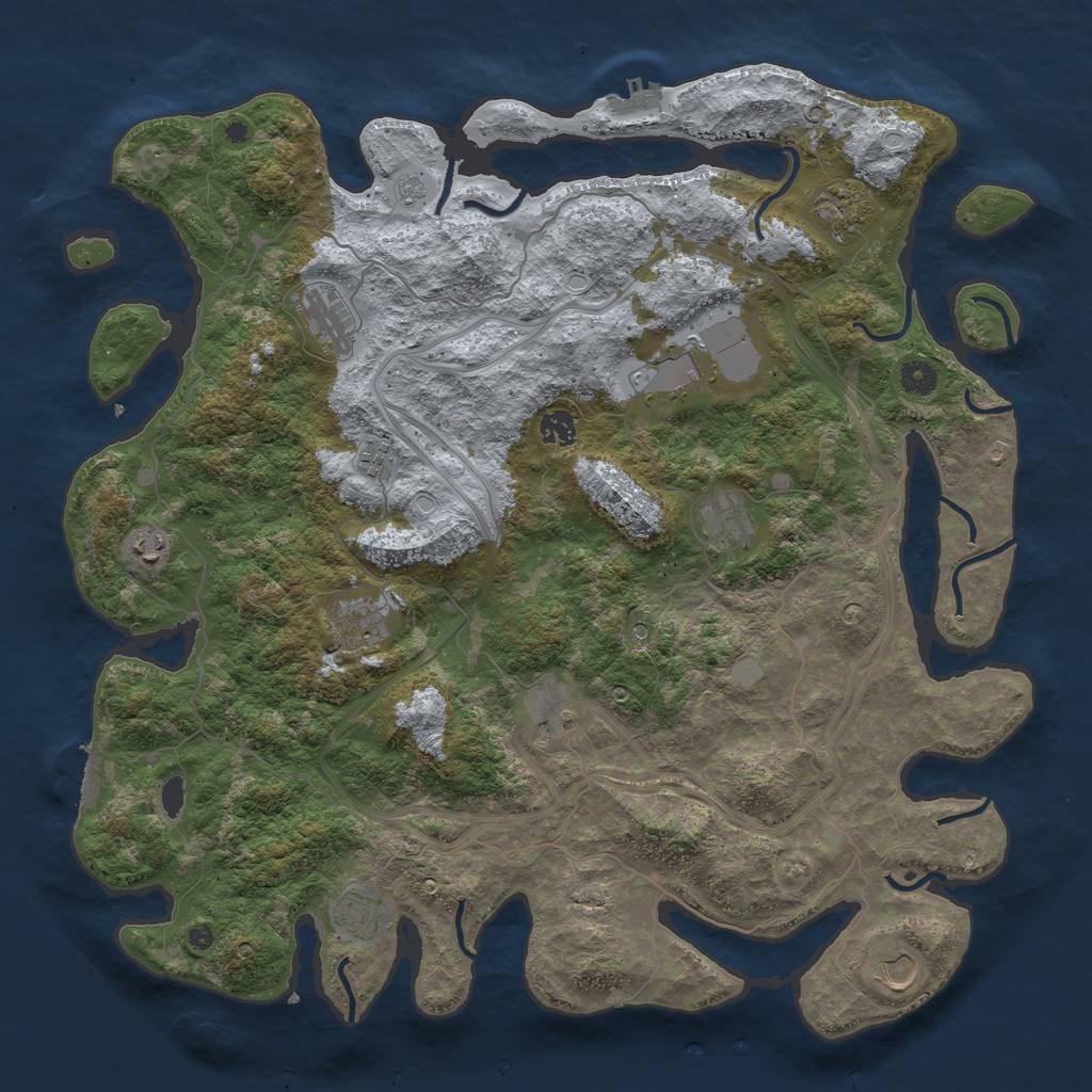 Rust Map: Procedural Map, Size: 4500, Seed: 458557594, 20 Monuments