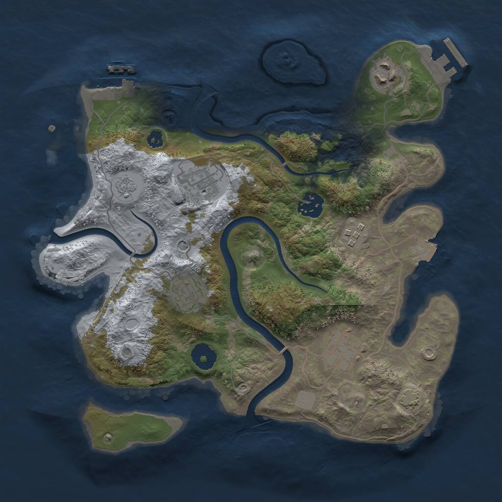 Rust Map: Procedural Map, Size: 3000, Seed: 2369548, 12 Monuments