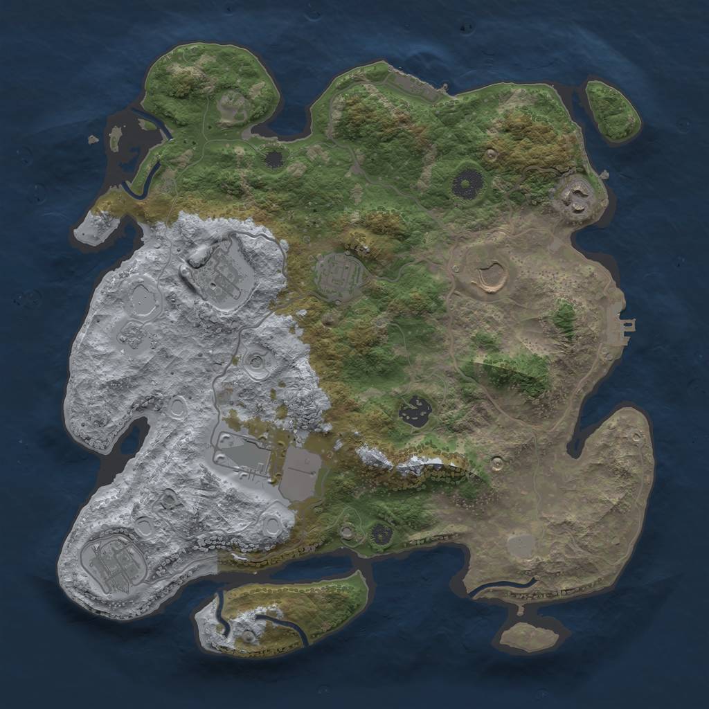 Rust Map: Procedural Map, Size: 3500, Seed: 995570223, 16 Monuments