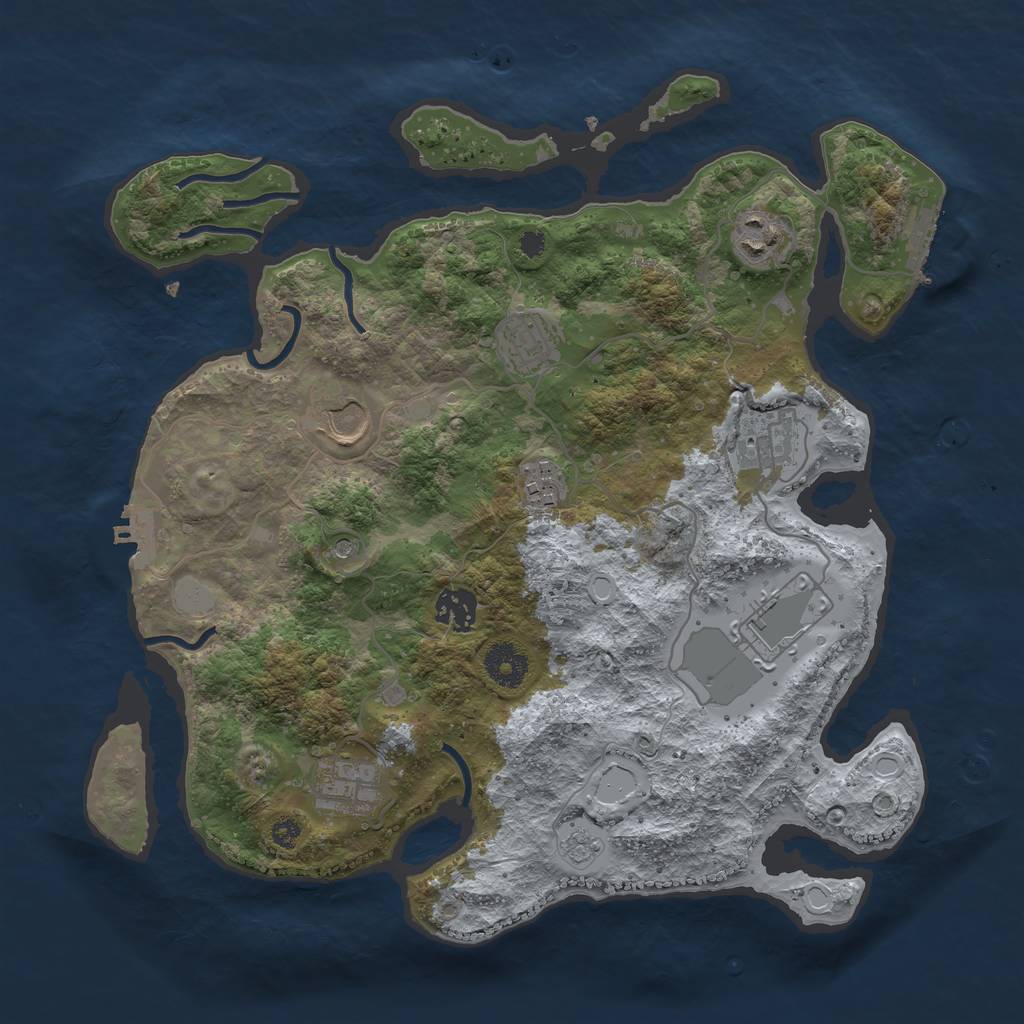 Rust Map: Procedural Map, Size: 3500, Seed: 54786, 17 Monuments