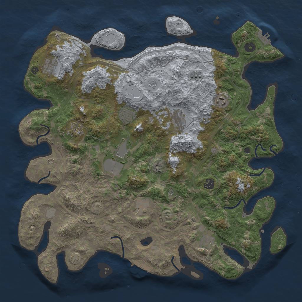 Rust Map: Procedural Map, Size: 4250, Seed: 1402830785, 18 Monuments