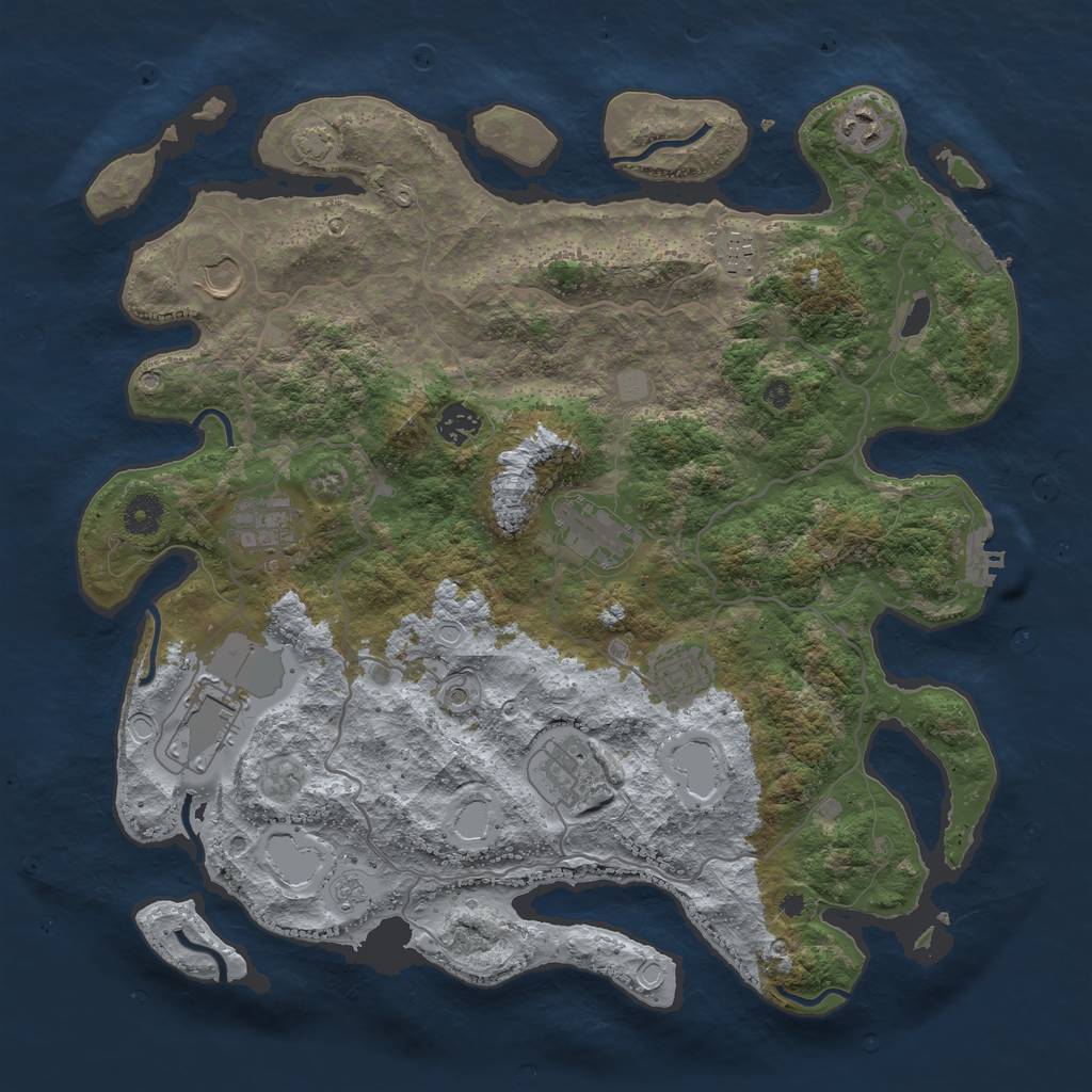 Rust Map: Procedural Map, Size: 4000, Seed: 914851, 17 Monuments