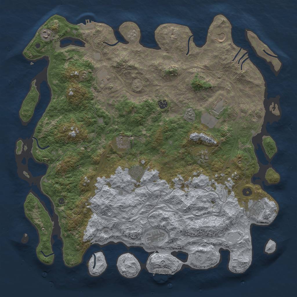 Rust Map: Procedural Map, Size: 4800, Seed: 1886537049, 20 Monuments