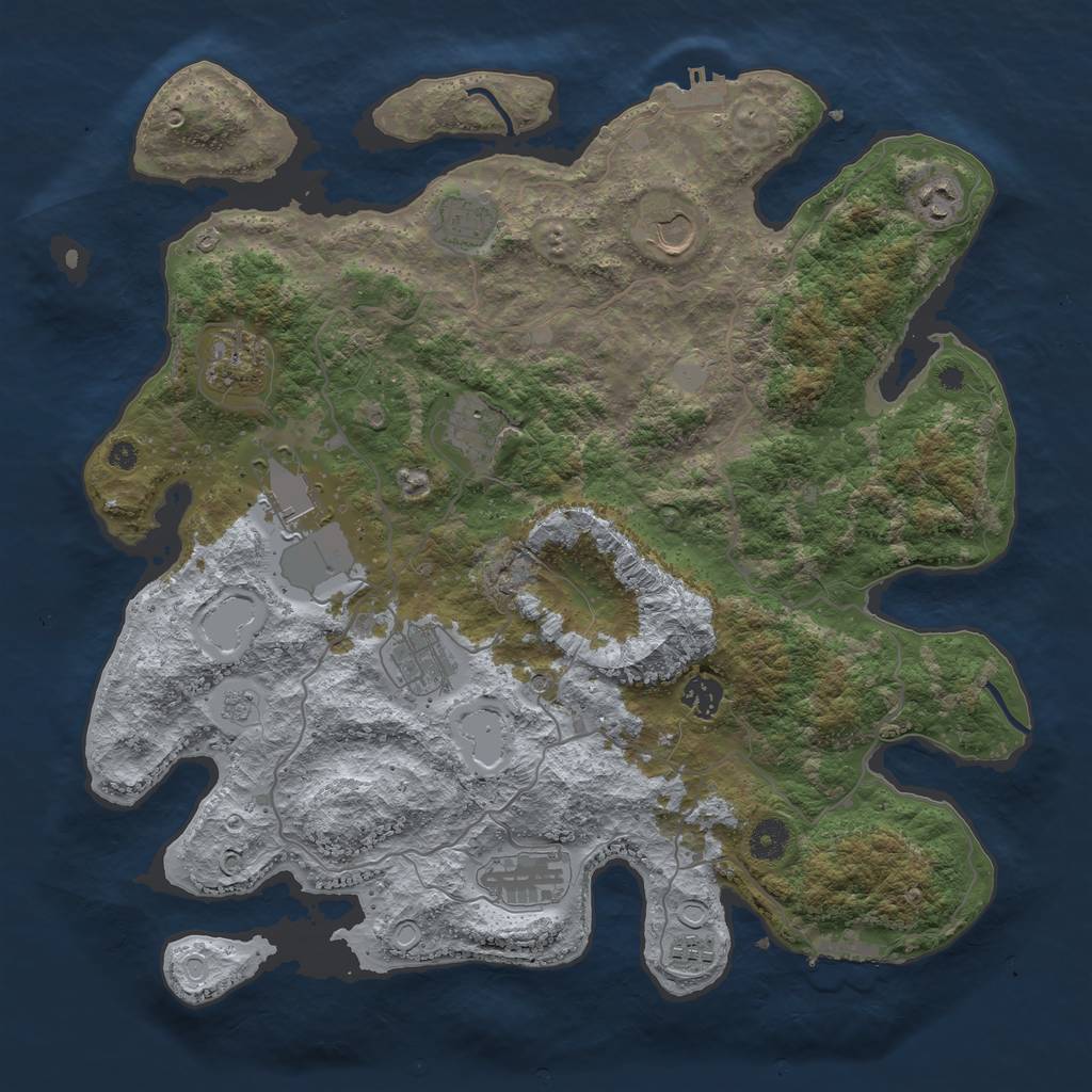 Rust Map: Procedural Map, Size: 4000, Seed: 1144202378, 17 Monuments