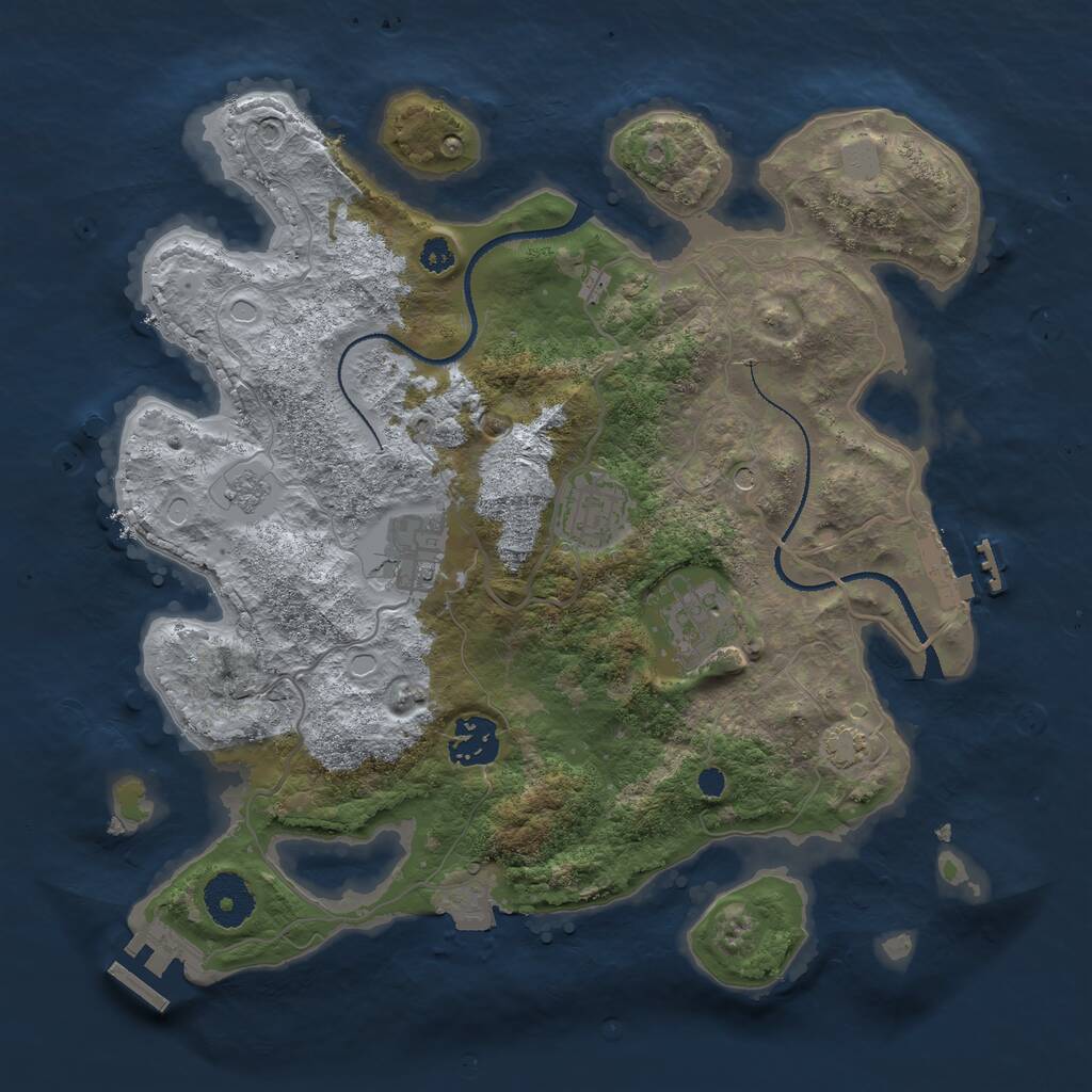 Rust Map: Procedural Map, Size: 3200, Seed: 322566993, 10 Monuments