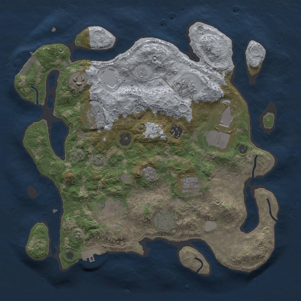 Rust Map: Procedural Map, Size: 3500, Seed: 1114011372, 17 Monuments