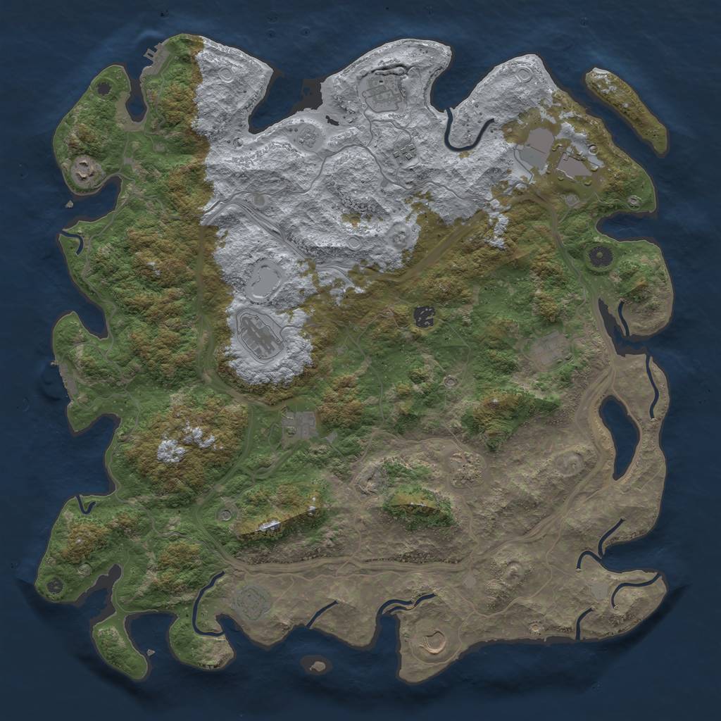 Rust Map: Procedural Map, Size: 4800, Seed: 591799195, 18 Monuments