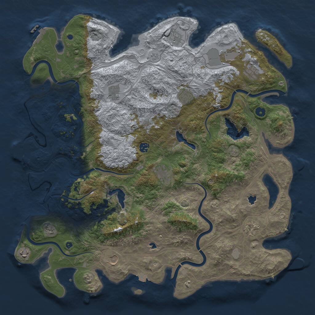 Rust Map: Procedural Map, Size: 4800, Seed: 591799195, 17 Monuments