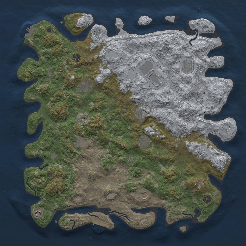 Rust Map: Procedural Map, Size: 4800, Seed: 615790889, 20 Monuments