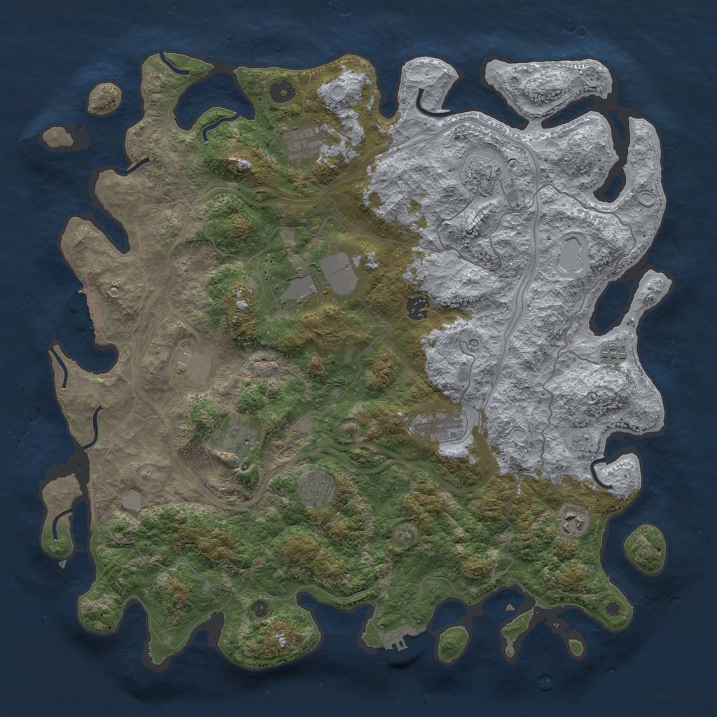 Rust Map: Procedural Map, Size: 4500, Seed: 1454040148, 17 Monuments
