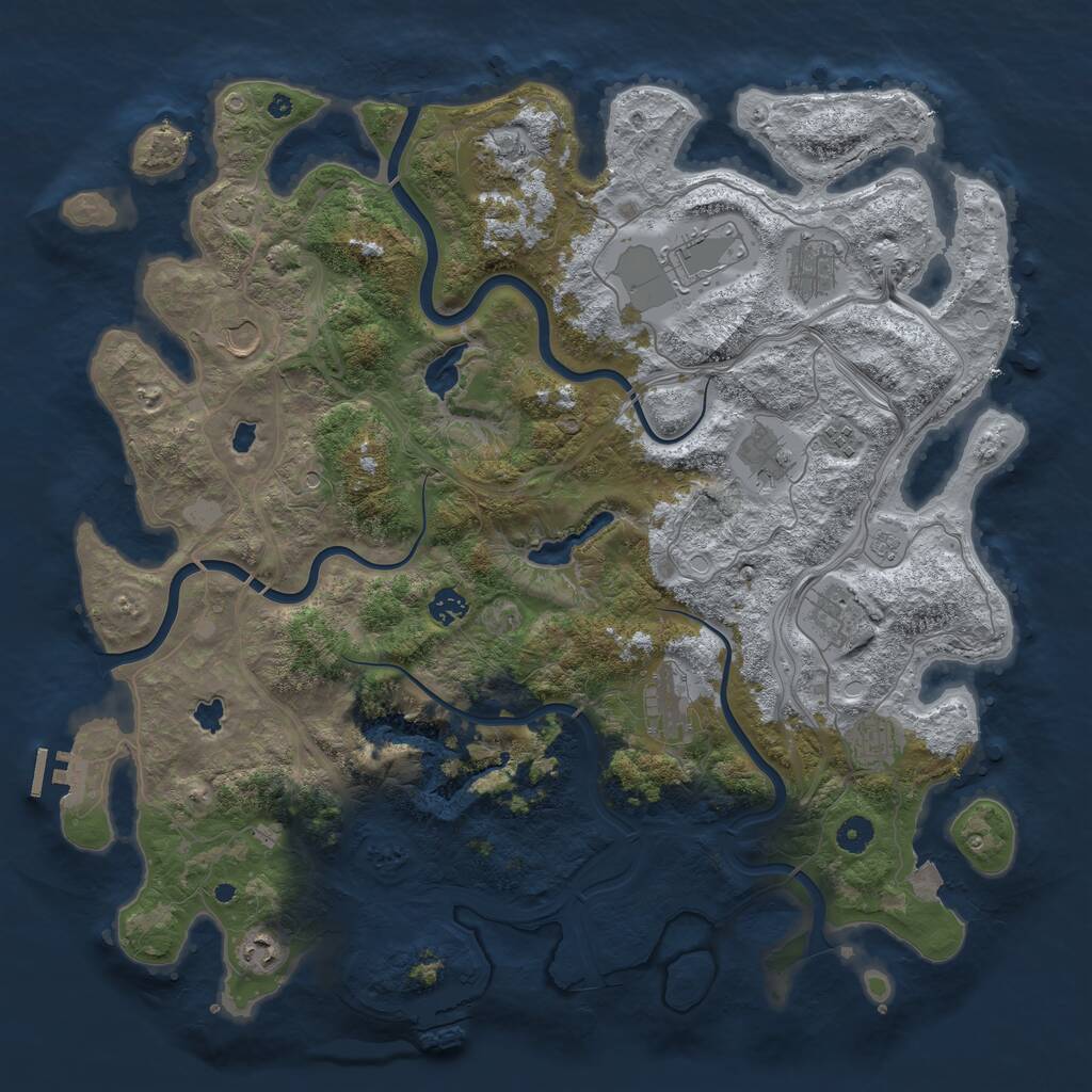 Rust Map: Procedural Map, Size: 4500, Seed: 1454040148, 17 Monuments