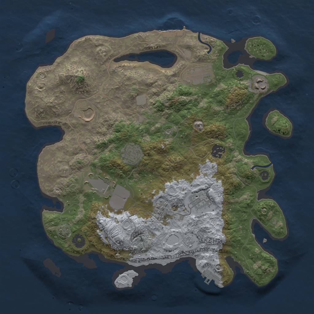 Rust Map: Procedural Map, Size: 3500, Seed: 816861086, 16 Monuments