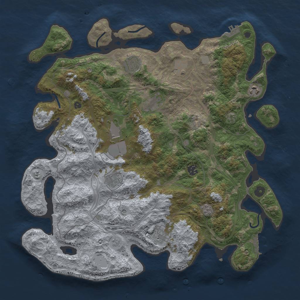 Rust Map: Procedural Map, Size: 4250, Seed: 702804896, 18 Monuments