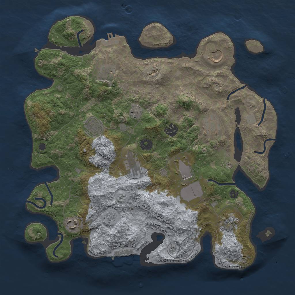Rust Map: Procedural Map, Size: 3500, Seed: 155328895, 17 Monuments