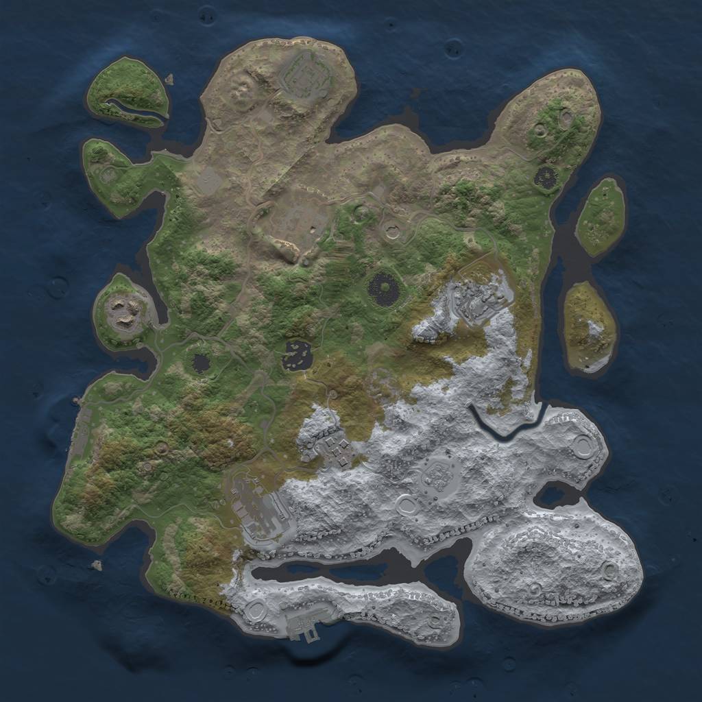 Rust Map: Procedural Map, Size: 3300, Seed: 554017046, 16 Monuments
