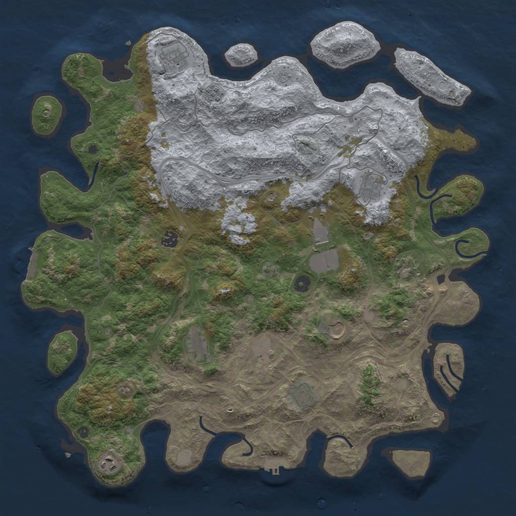 Rust Map: Procedural Map, Size: 4608, Seed: 1, 18 Monuments