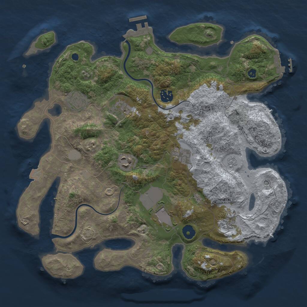 Rust Map: Procedural Map, Size: 3500, Seed: 17578107, 13 Monuments
