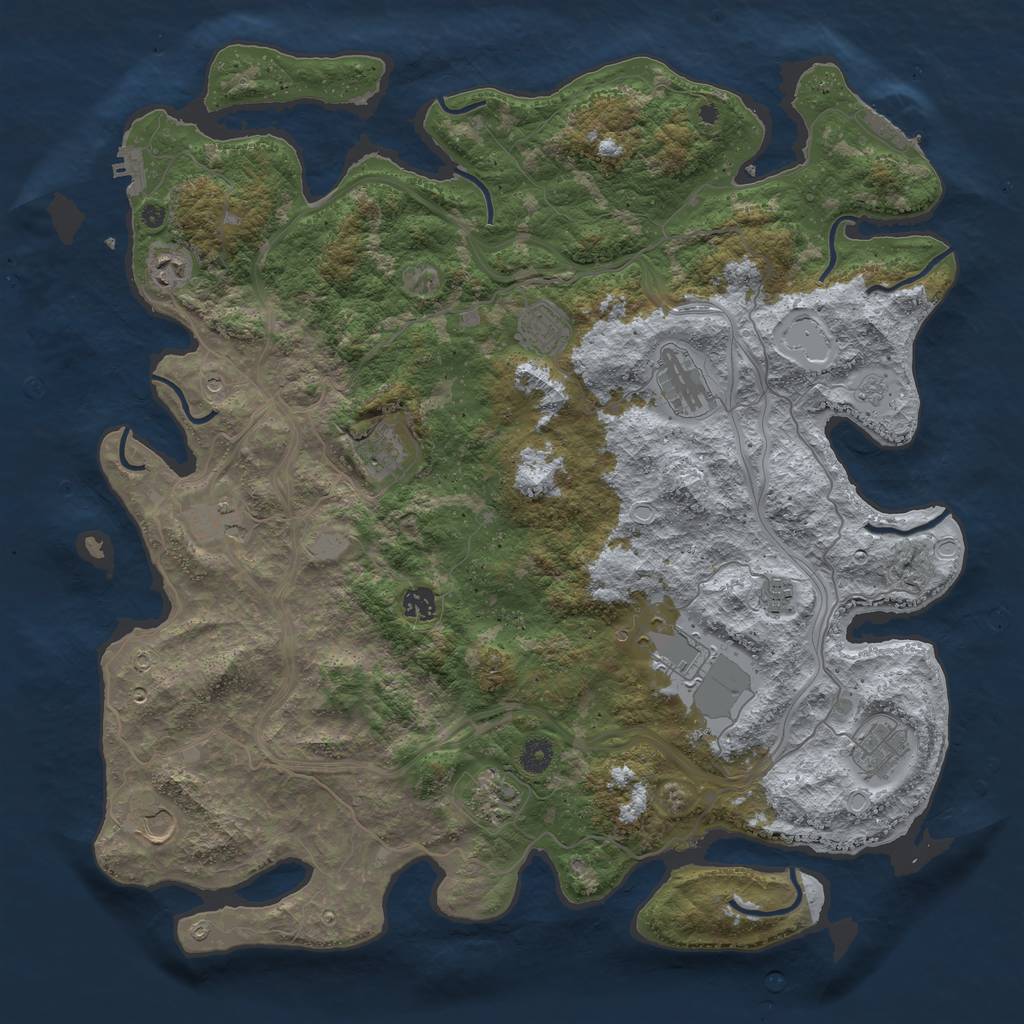 Rust Map: Procedural Map, Size: 4500, Seed: 315284589, 20 Monuments