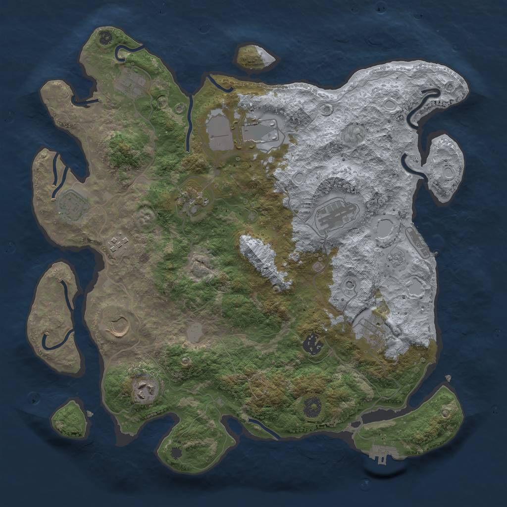 Rust Map: Procedural Map, Size: 3800, Seed: 1239538056, 19 Monuments