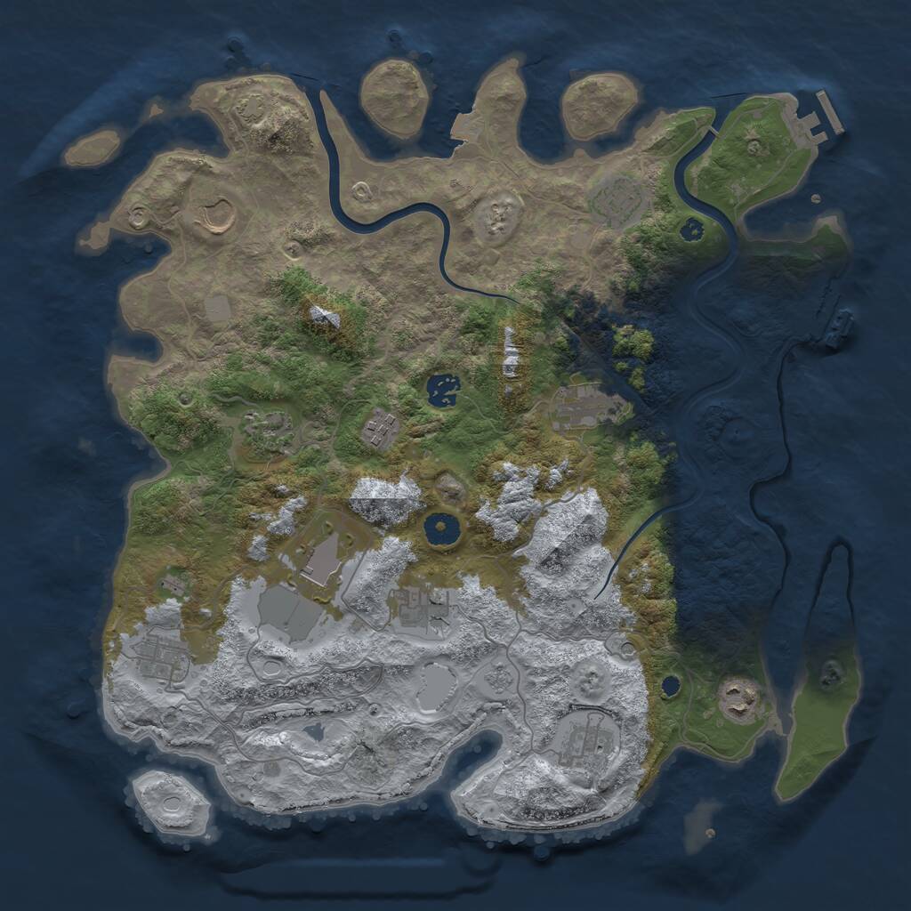 Rust Map: Procedural Map, Size: 3950, Seed: 419842048, 17 Monuments