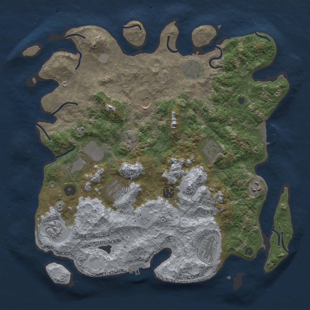 Rust Map: Procedural Map, Size: 3950, Seed: 419842048, 17 Monuments