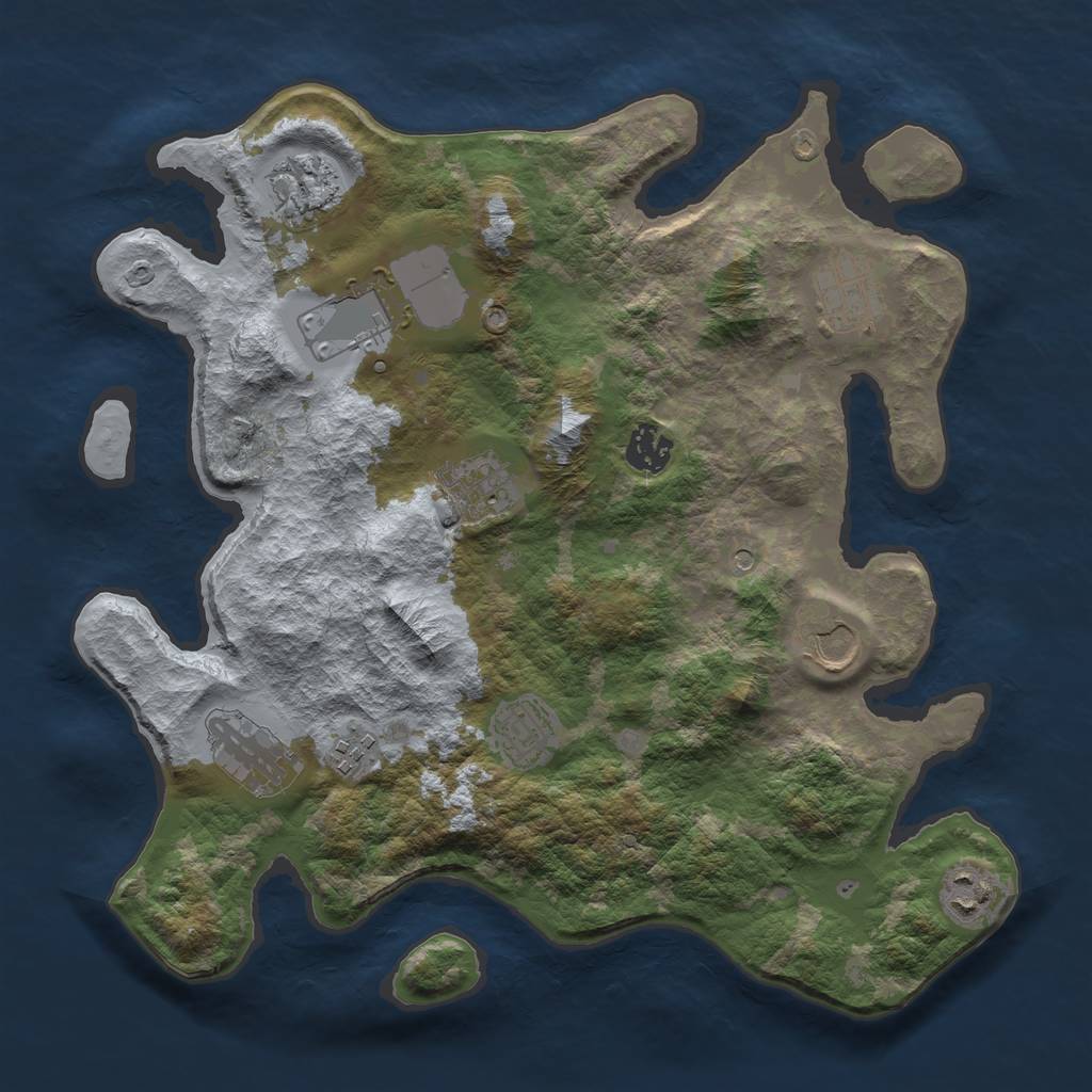 Rust Map: Barren, Size: 3500, Seed: 159736825, 13 Monuments