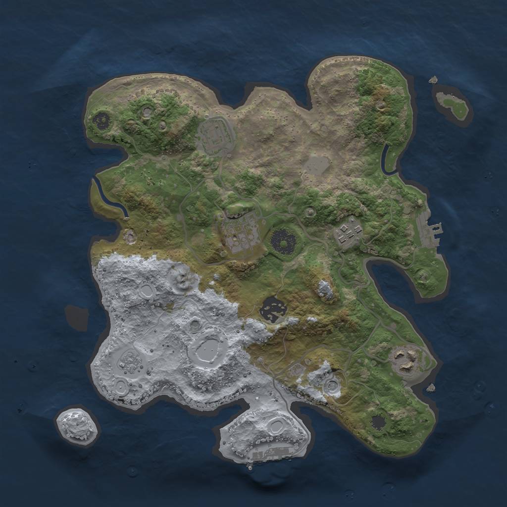 Rust Map: Procedural Map, Size: 3000, Seed: 972866309, 12 Monuments