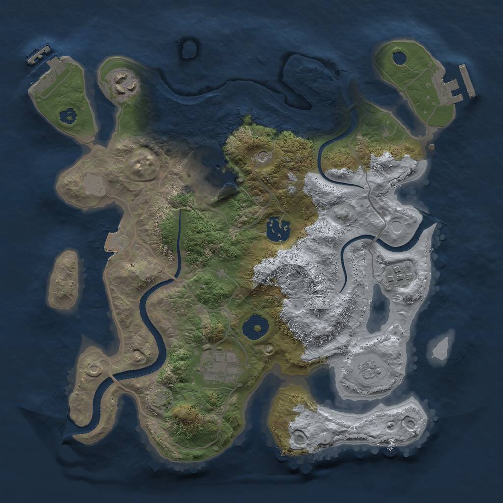 Rust Map: Procedural Map, Size: 3000, Seed: 83631389, 11 Monuments