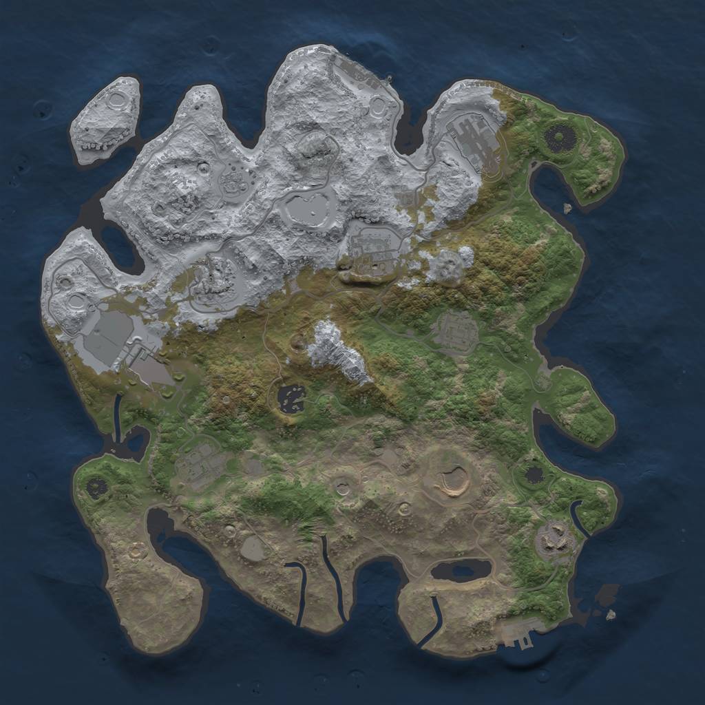 Rust Map: Procedural Map, Size: 3500, Seed: 834901173, 18 Monuments