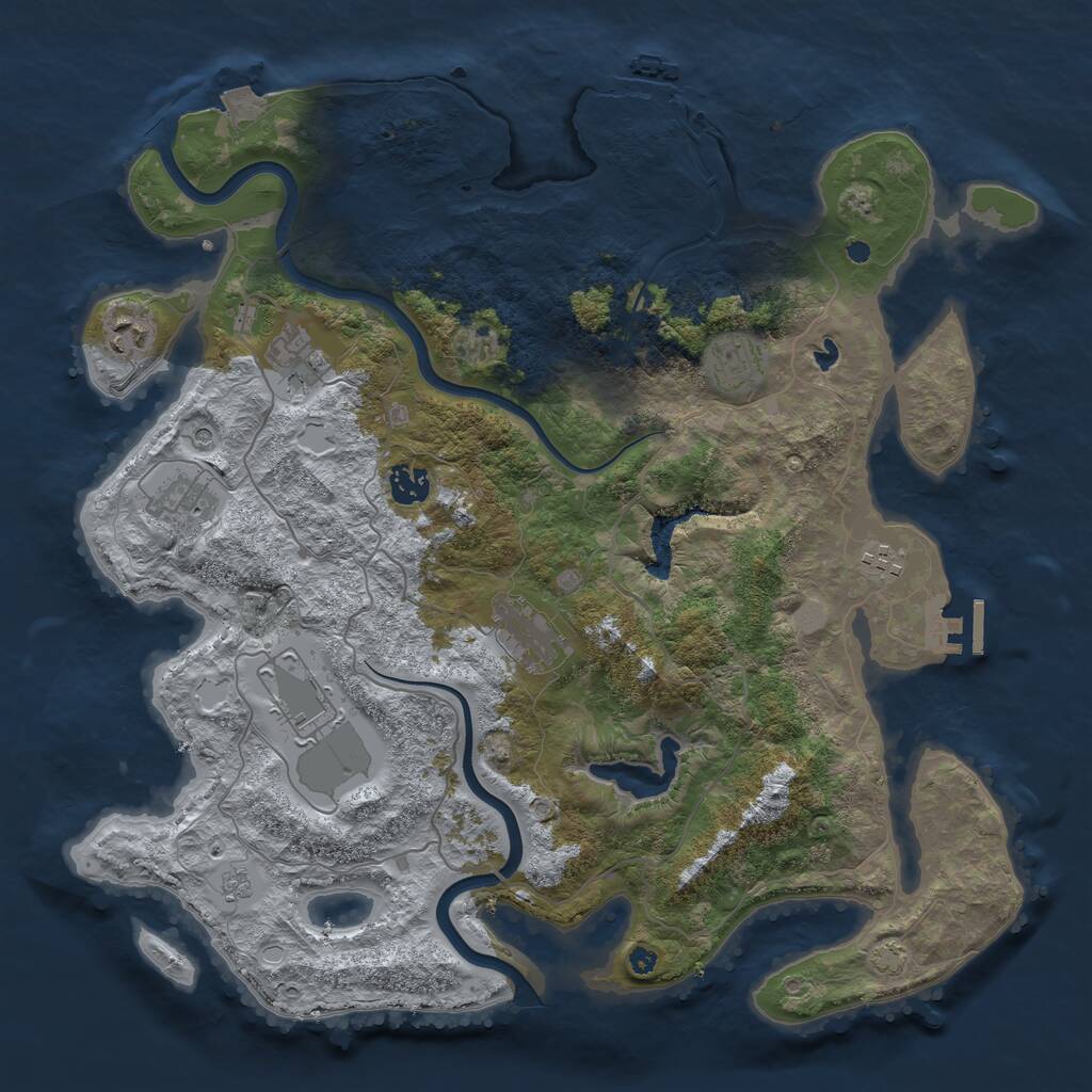 Rust Map: Procedural Map, Size: 4000, Seed: 1022762128, 14 Monuments