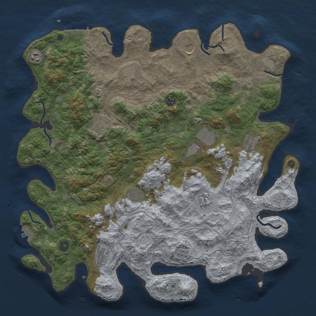 Rust Map: Procedural Map, Size: 4500, Seed: 688991523, 20 Monuments