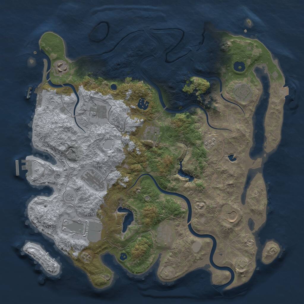 Rust Map: Procedural Map, Size: 4000, Seed: 541620819, 16 Monuments