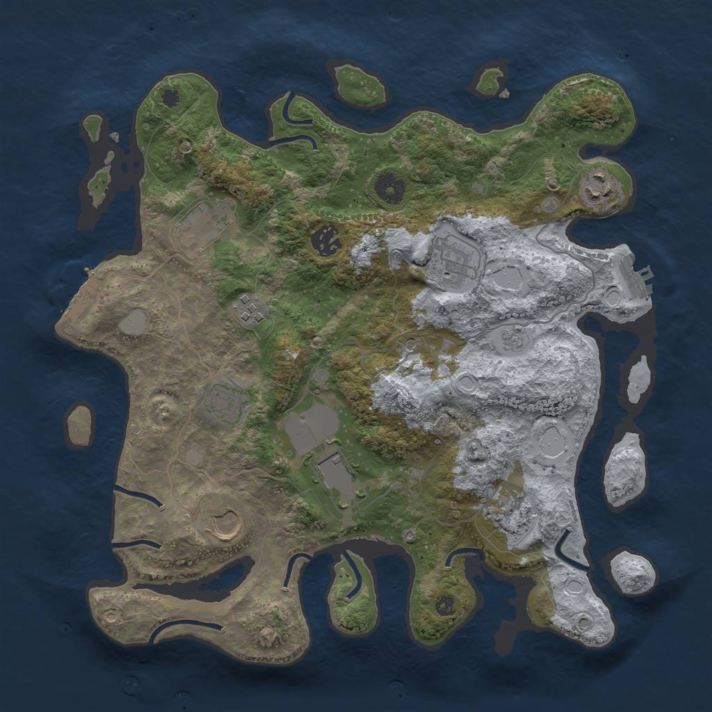 Rust Map: Procedural Map, Size: 3500, Seed: 1347520962, 18 Monuments