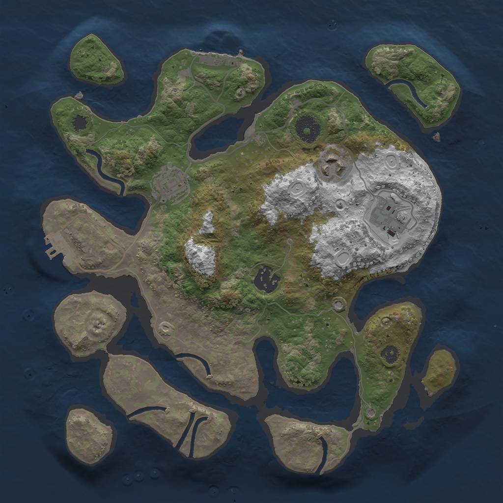 Rust Map: Procedural Map, Size: 3000, Seed: 2147483, 11 Monuments