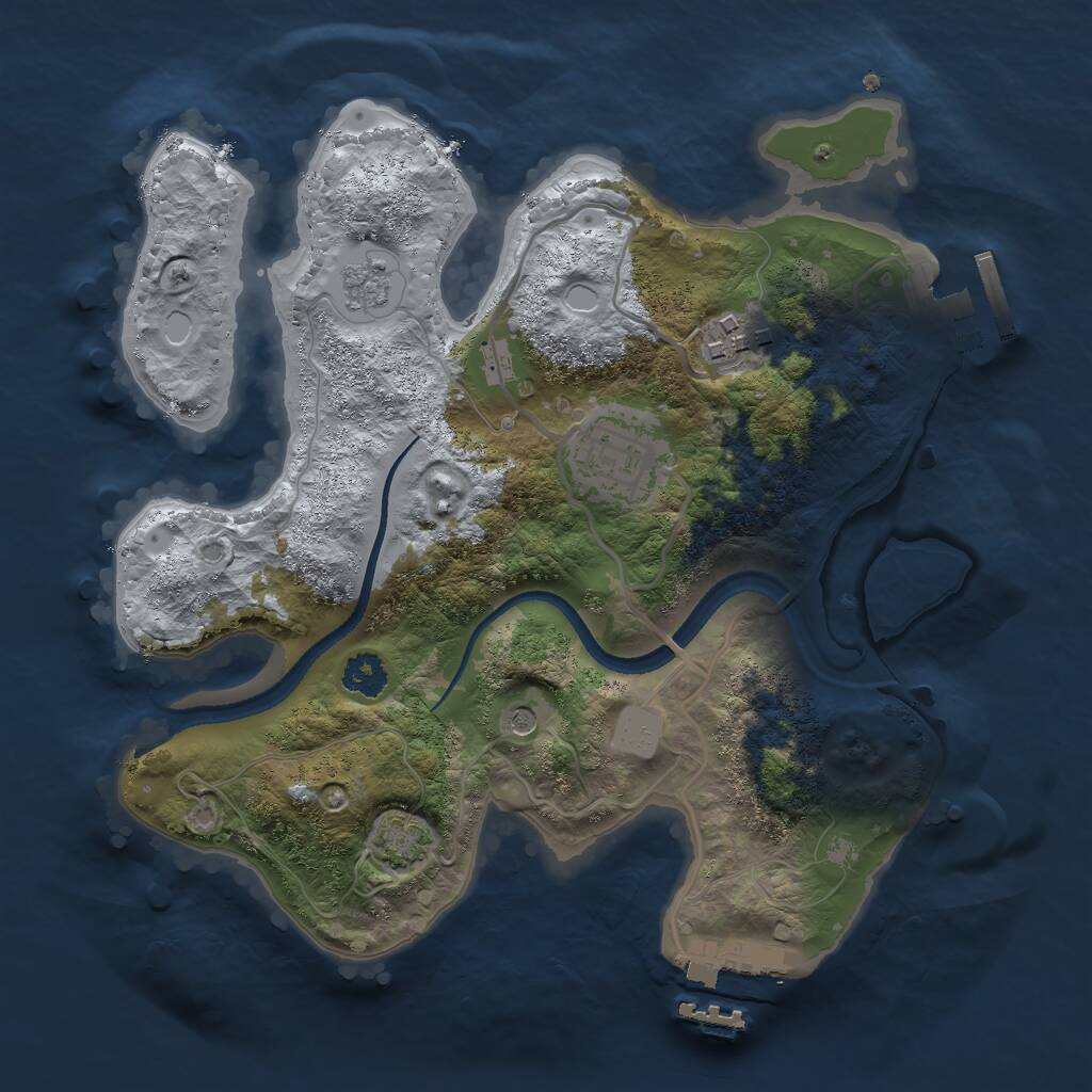 Rust Map: Procedural Map, Size: 2500, Seed: 56338, 8 Monuments