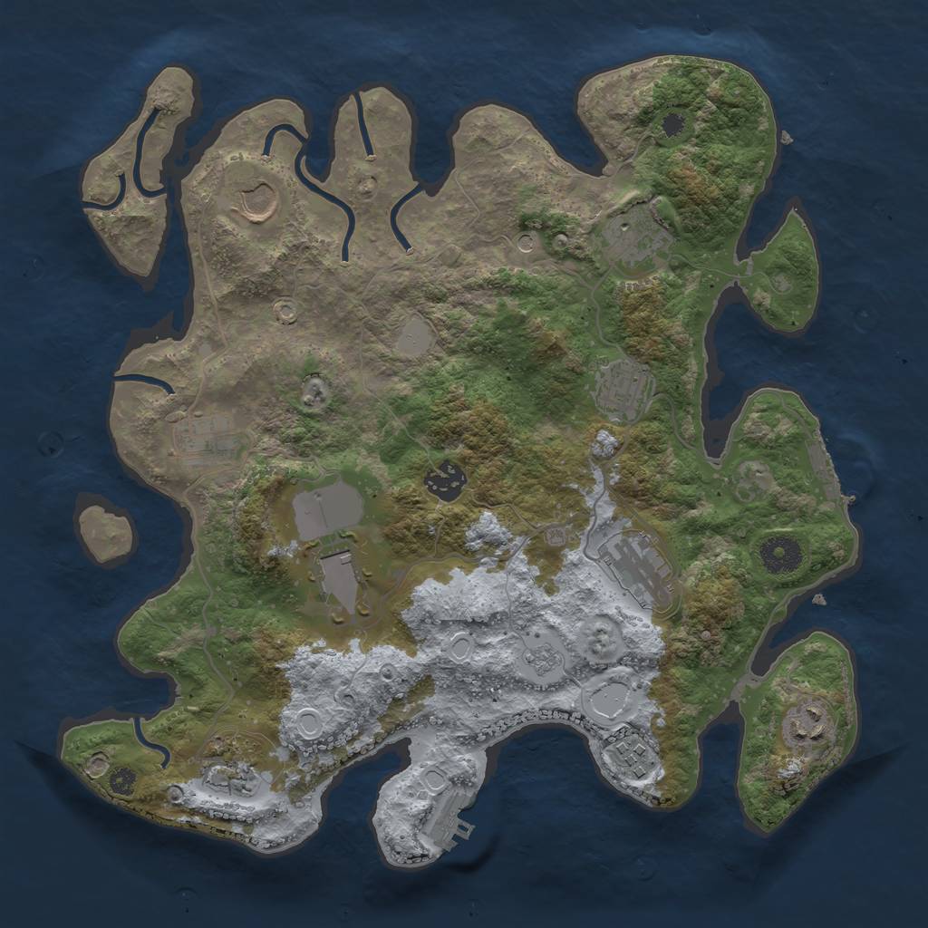 Rust Map: Procedural Map, Size: 3500, Seed: 6166860, 19 Monuments