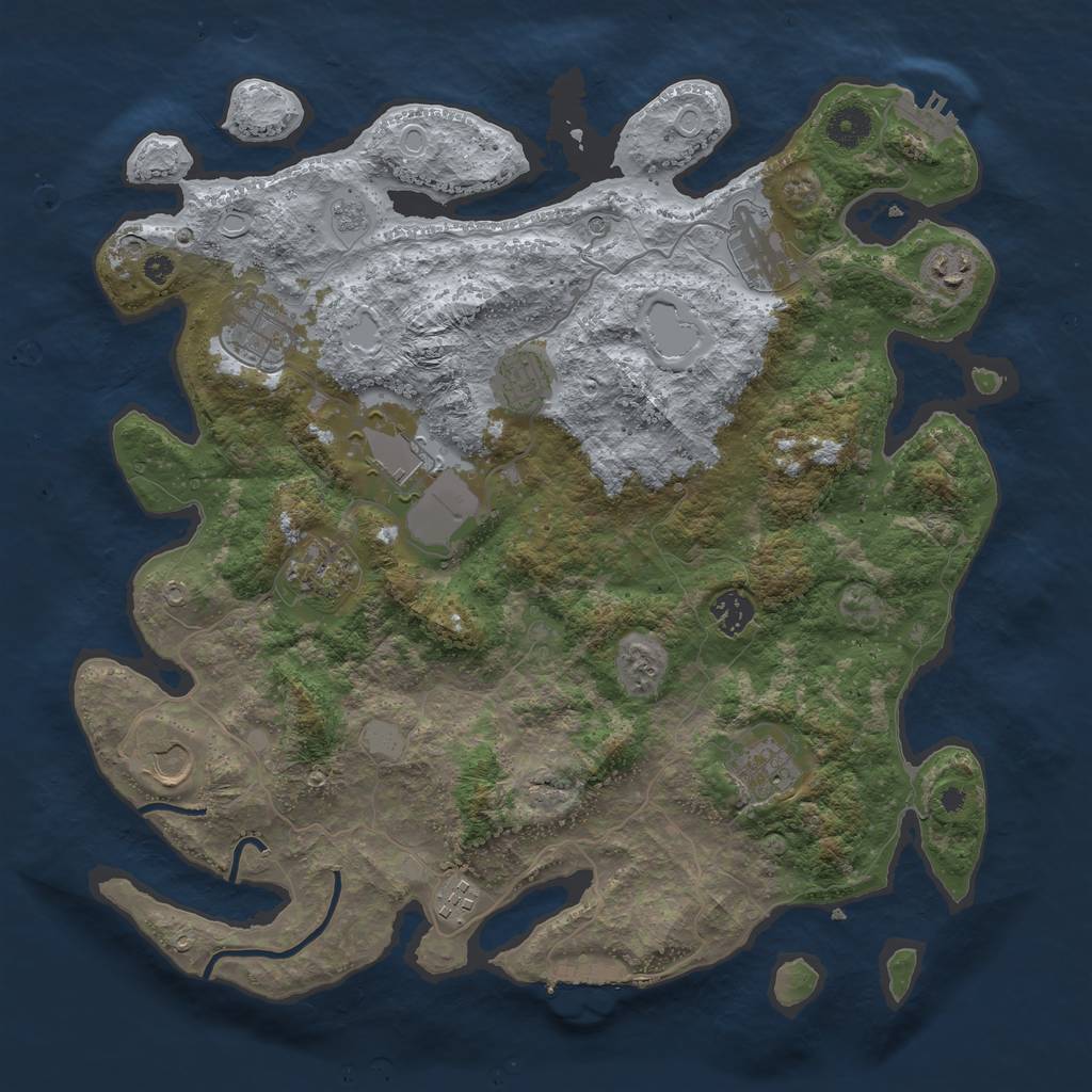 Rust Map: Procedural Map, Size: 3900, Seed: 123459, 19 Monuments