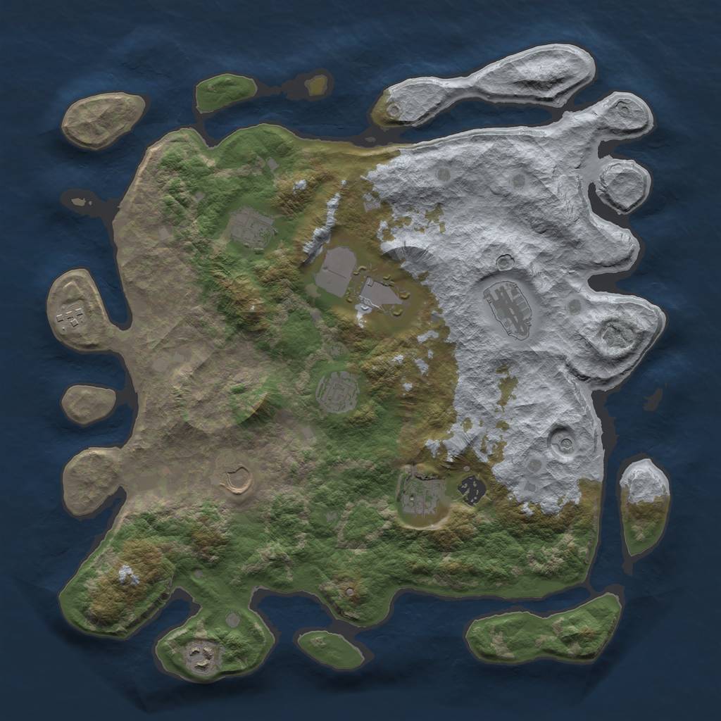 Rust Map: Barren, Size: 4000, Seed: 40000, 12 Monuments