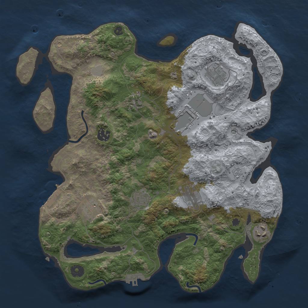 Rust Map: Procedural Map, Size: 3500, Seed: 685302737, 17 Monuments