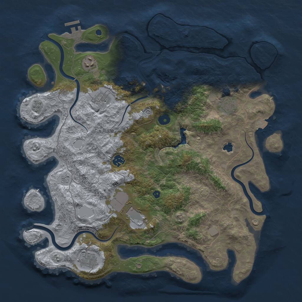 Rust Map: Procedural Map, Size: 4050, Seed: 101961773, 12 Monuments